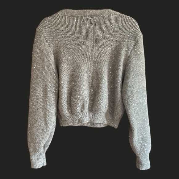 MAEVE ANTHROPOLOGIE Shiny Bow Cardigan Sweater L - Picture 7 of 14